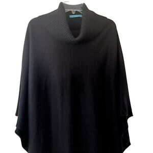 Alice + Olivia Cape MERINO WOOL Poncho One Size Fits Most Black COWL NECK $575
